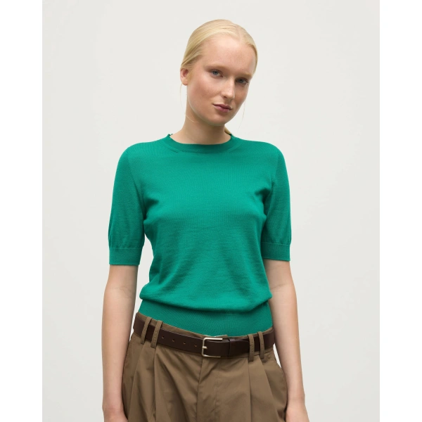 Johnstons of Elgin Honor Bright Green Superfine Cashmere T-Shirt