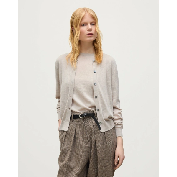 Johnstons of Elgin Honor Cream Superfine Cashmere Cardigan
