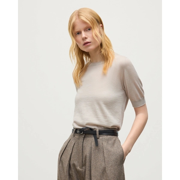 Johnstons of Elgin Honor Cream Superfine Cashmere T-Shirt