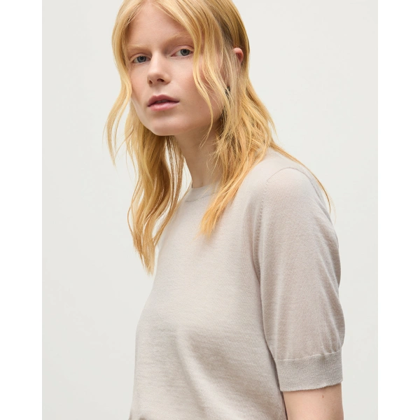 Johnstons of Elgin Honor Cream Superfine Cashmere T-Shirt