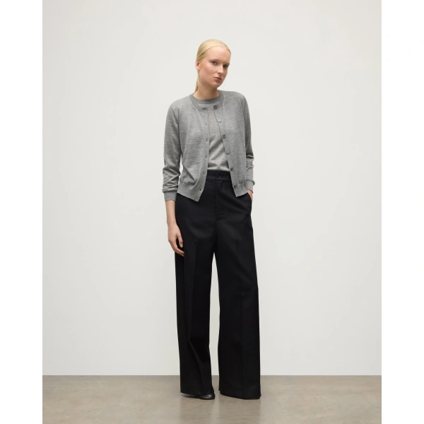 Johnstons of Elgin Honor Grey Superfine Cashmere Cardigan