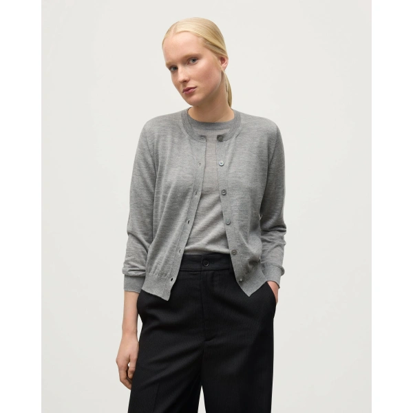 Johnstons of Elgin Honor Grey Superfine Cashmere Cardigan