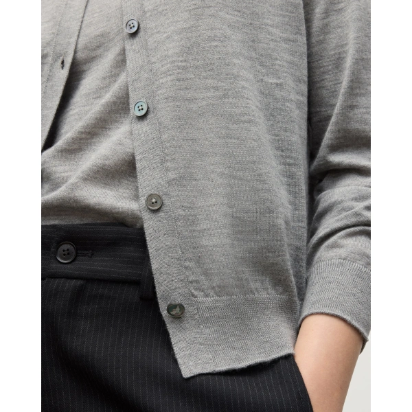 Johnstons of Elgin Honor Grey Superfine Cashmere Cardigan