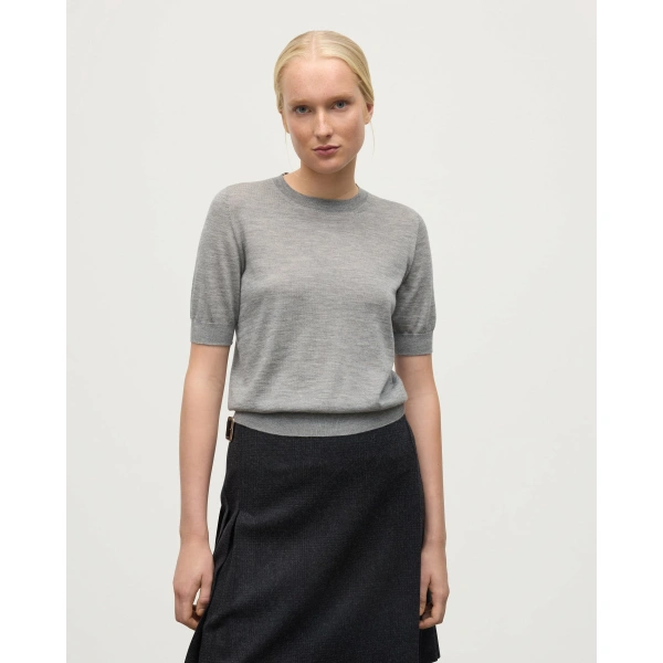 Johnstons of Elgin Honor Grey Superfine Cashmere T-Shirt
