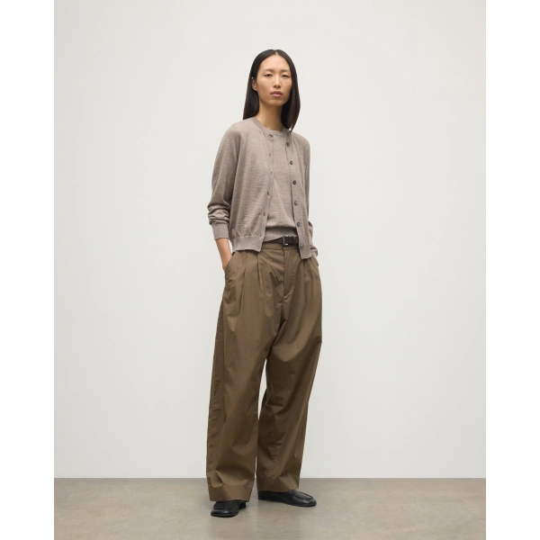 Johnstons of Elgin Honor Light Brown Superfine Cashmere Cardigan