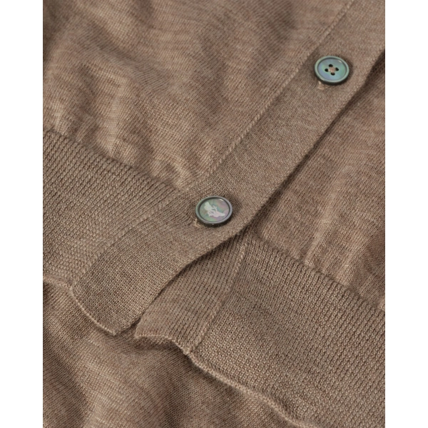 Johnstons of Elgin Honor Light Brown Superfine Cashmere Cardigan