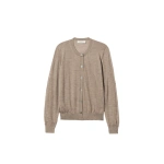 Johnstons of Elgin Honor Light Brown Superfine Cashmere Cardigan | Cardigan | Coveti