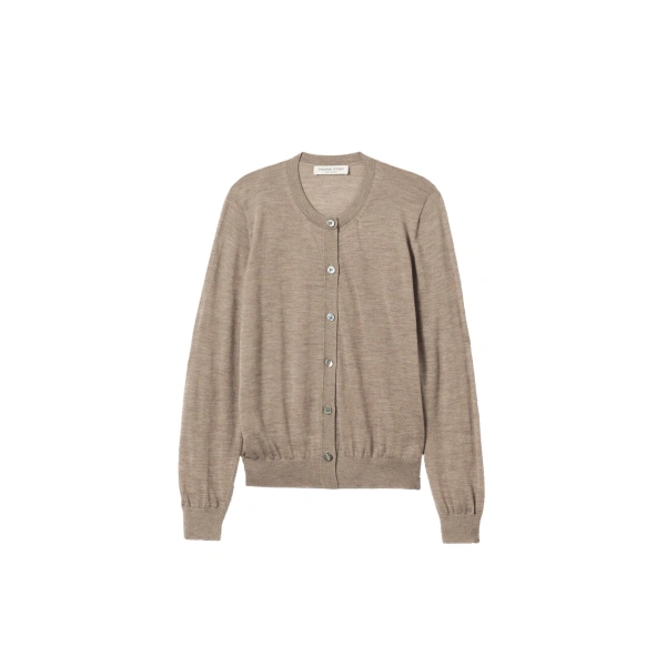 Johnstons of Elgin Honor Light Brown Superfine Cashmere Cardigan | Cardigan | Coveti