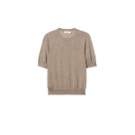 Johnstons of Elgin Honor Light Brown Superfine Cashmere T-Shirt | T-shirts | Coveti