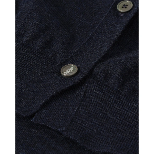 Johnstons of Elgin Honor Navy Superfine Cashmere Cardigan