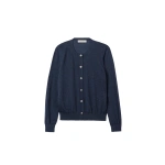 Johnstons of Elgin Honor Navy Superfine Cashmere Cardigan | Cardigan | Coveti