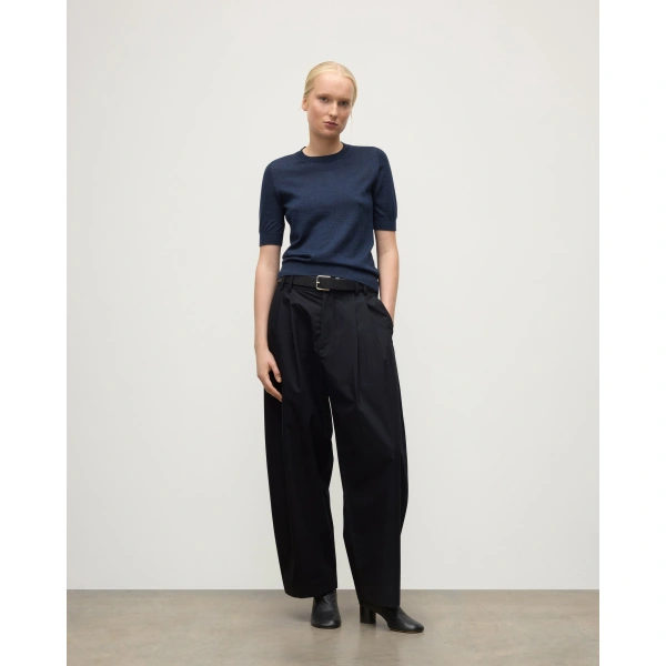 Johnstons of Elgin Honor Navy Superfine Cashmere T-Shirt