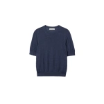 Johnstons of Elgin Honor Navy Superfine Cashmere T-Shirt | T-shirts | Coveti