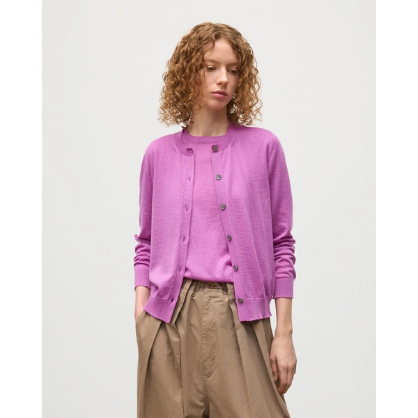 Johnstons of Elgin Honor Pink Superfine Cashmere Cardigan