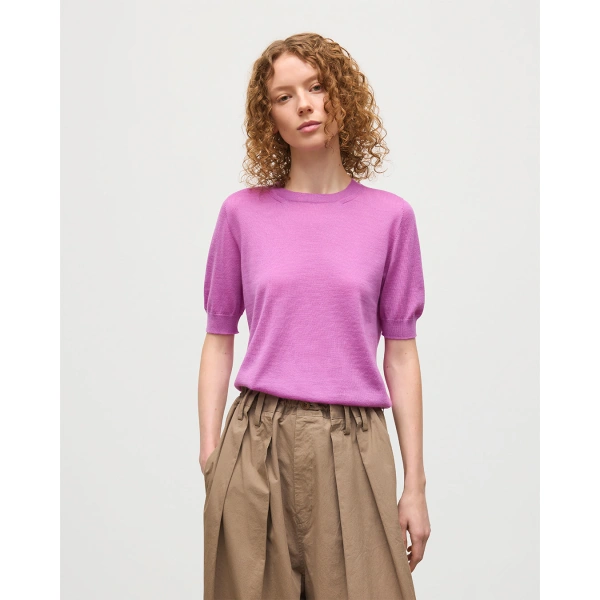 Johnstons of Elgin Honor Pink Superfine Cashmere T-Shirt