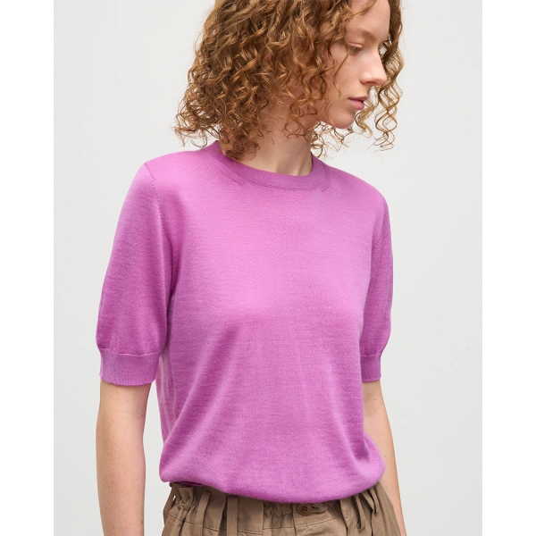 Johnstons of Elgin Honor Pink Superfine Cashmere T-Shirt