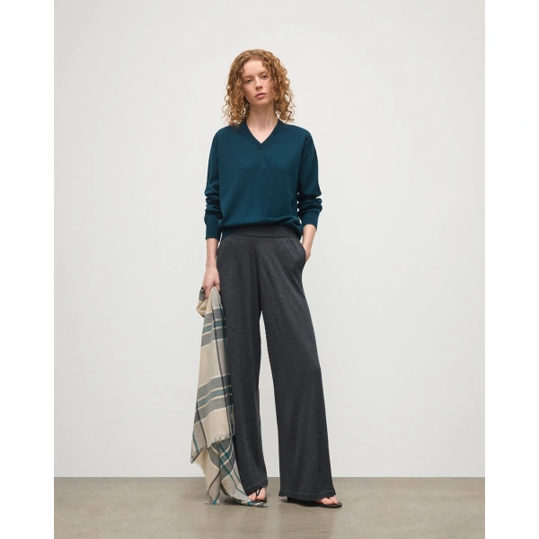 Johnstons of Elgin Ina Dark Grey Merino Trousers