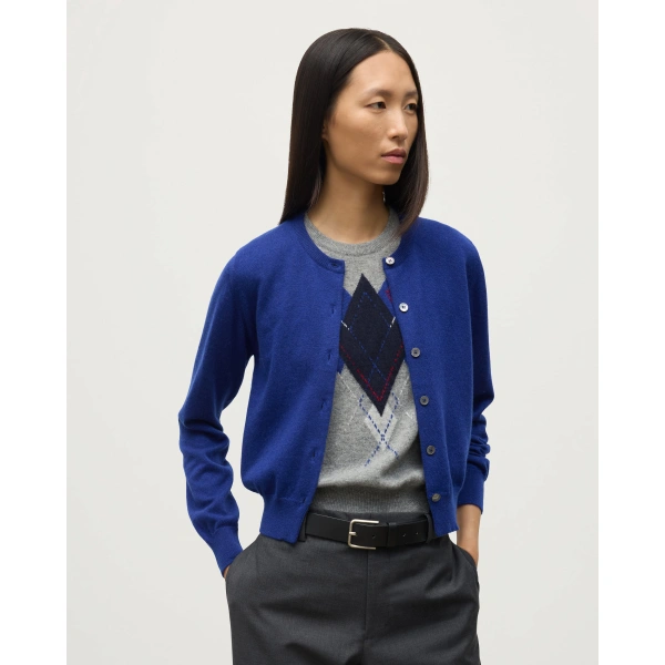 Johnstons of Elgin Iris Blue Classic Cashmere Cardigan