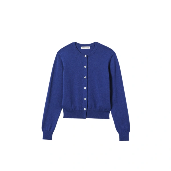 Johnstons of Elgin Iris Blue Classic Cashmere Cardigan | Cardigan | Coveti