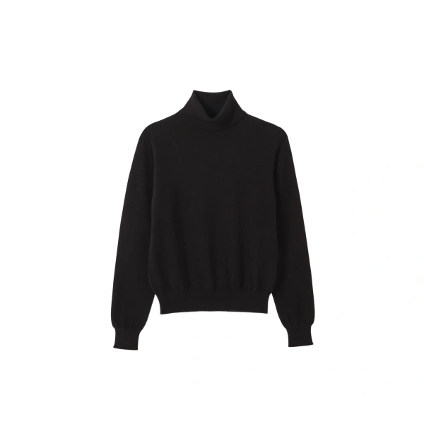 Johnstons of Elgin Iris Classic Black Roll Neck Cashmere Jumper | Sweaters | Coveti