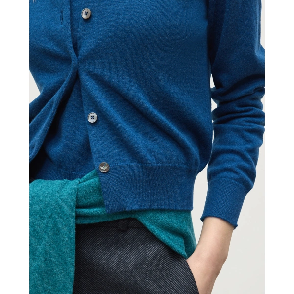 Johnstons of Elgin Iris Classic Blue Cashmere Cardigan