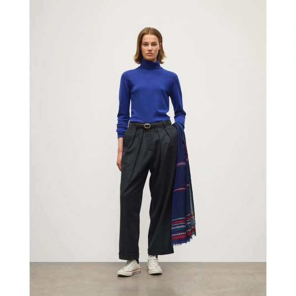 Johnstons of Elgin Iris Classic Blue Roll Neck Cashmere Jumper
