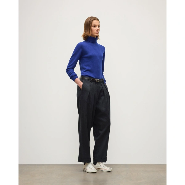 Johnstons of Elgin Iris Classic Blue Roll Neck Cashmere Jumper