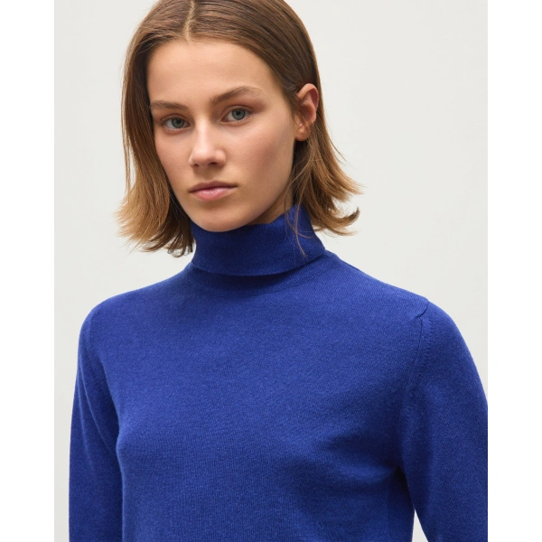 Johnstons of Elgin Iris Classic Blue Roll Neck Cashmere Jumper