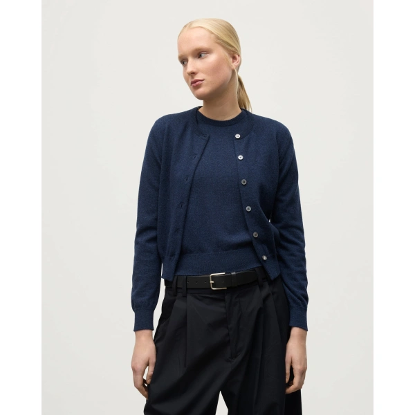 Johnstons of Elgin Iris Classic Navy Cashmere Cardigan