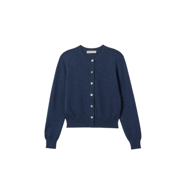 Johnstons of Elgin Iris Classic Navy Cashmere Cardigan | Cardigan | Coveti