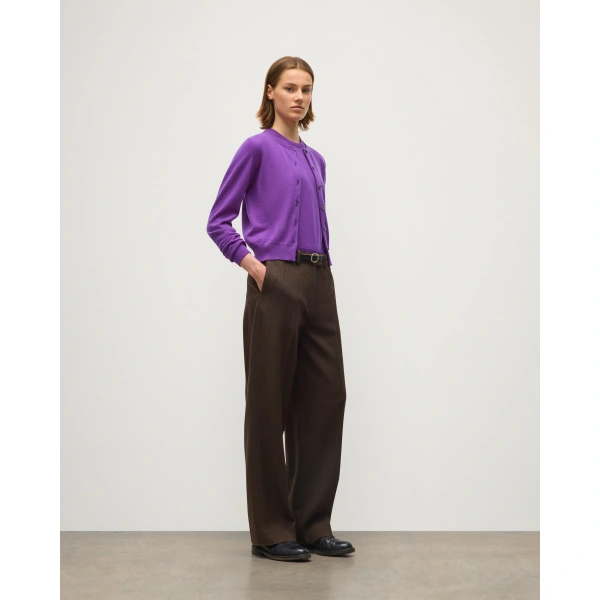 Johnstons of Elgin Iris Classic Purple Cashmere Cardigan