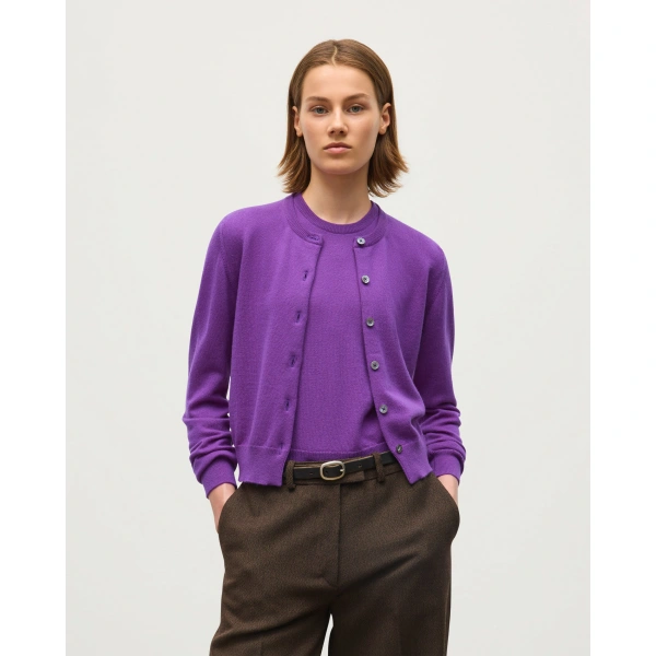 Johnstons of Elgin Iris Classic Purple Cashmere Cardigan