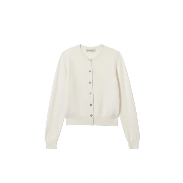 Johnstons of Elgin Iris Classic White Cashmere Cardigan | Cardigan | Coveti