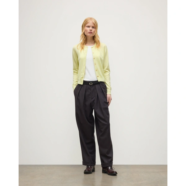 Johnstons of Elgin Iris Classic Yellow Cashmere Cardigan