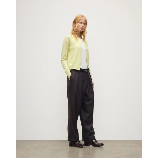 Johnstons of Elgin Iris Classic Yellow Cashmere Cardigan