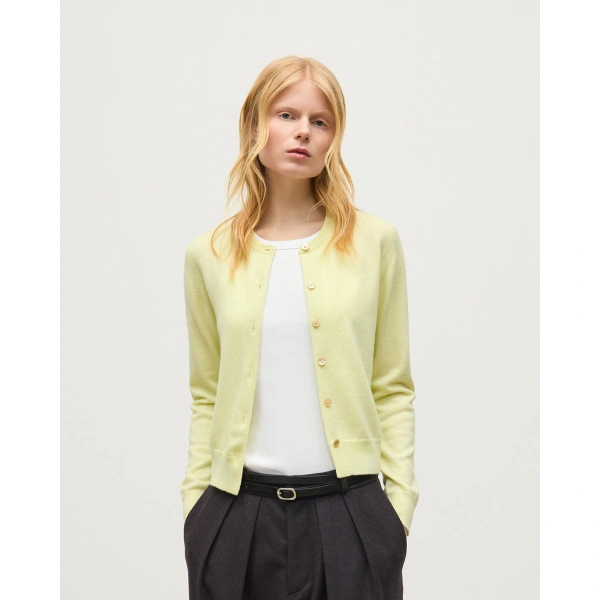 Johnstons of Elgin Iris Classic Yellow Cashmere Cardigan