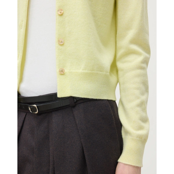 Johnstons of Elgin Iris Classic Yellow Cashmere Cardigan