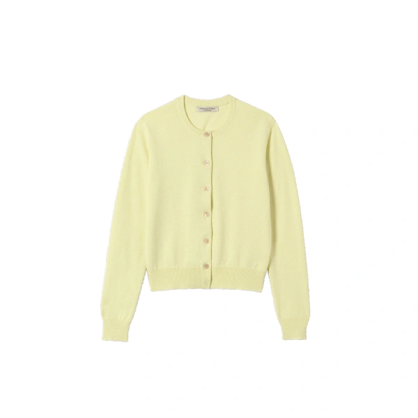 Johnstons of Elgin Iris Classic Yellow Cashmere Cardigan | Cardigan | Coveti