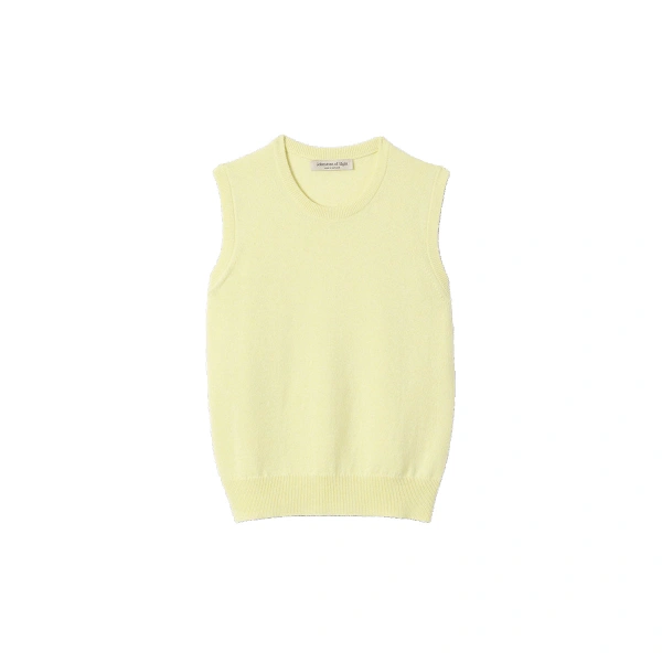 Johnstons of Elgin Iris Classic Yellow Cashmere Tank | Sleeveless | Coveti