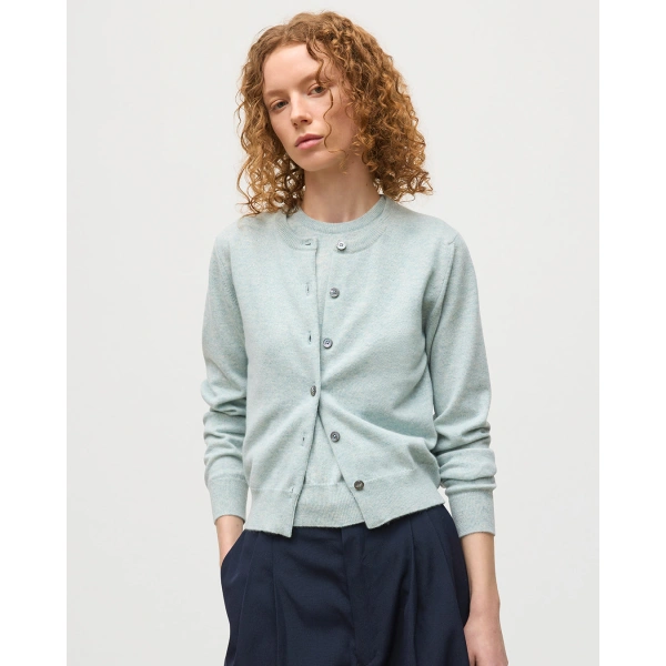 Johnstons of Elgin Iris Light Green Classic Cashmere Cardigan