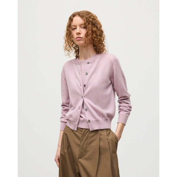 Johnstons of Elgin Iris Light Pink Classic Cashmere Cardigan