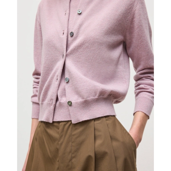 Johnstons of Elgin Iris Light Pink Classic Cashmere Cardigan