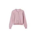 Johnstons of Elgin Iris Light Pink Classic Cashmere Cardigan | Cardigan | Coveti