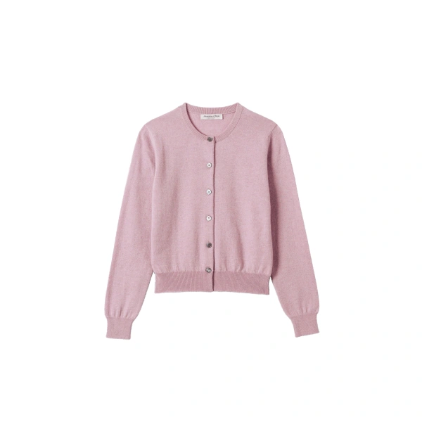 Johnstons of Elgin Iris Light Pink Classic Cashmere Cardigan | Cardigan | Coveti