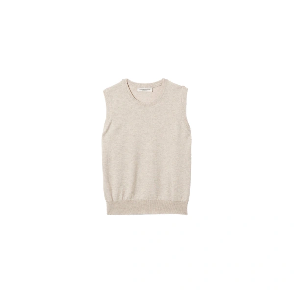 Johnstons of Elgin Iris Natural Classic Cashmere Tank | Sleeveless | Coveti