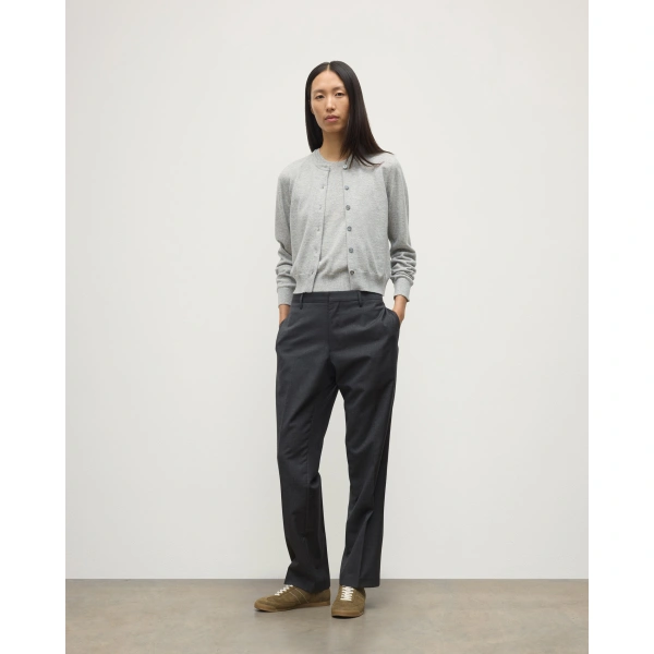 Johnstons of Elgin Iris Pale Grey Classic Cashmere Cardigan