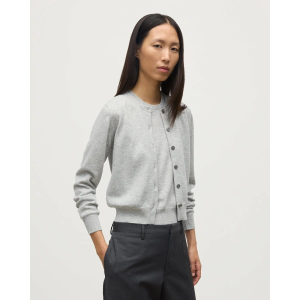 Johnstons of Elgin Iris Pale Grey Classic Cashmere Cardigan