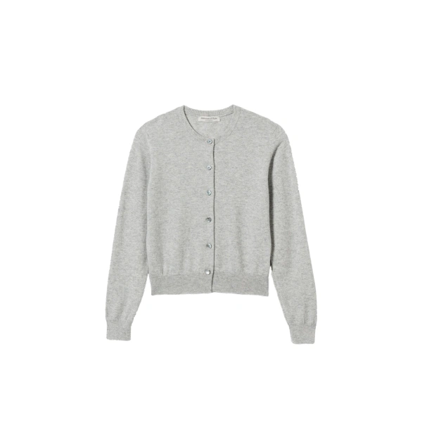 Johnstons of Elgin Iris Pale Grey Classic Cashmere Cardigan | Cardigan | Coveti