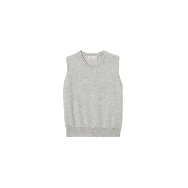 Johnstons of Elgin Iris Pale Grey Classic Cashmere Tank | Sleeveless | Coveti