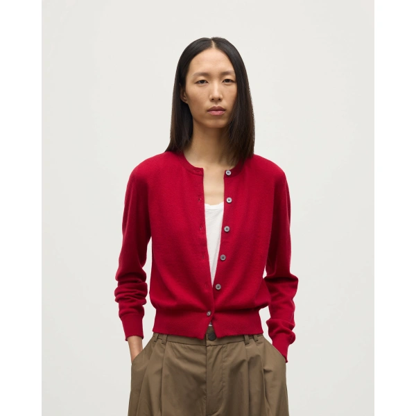 Johnstons of Elgin Iris Red Classic Cashmere Cardigan